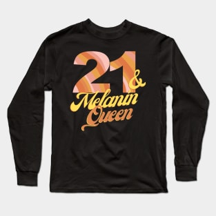 21st birthday woman 21 bday melanin queen Long Sleeve T-Shirt